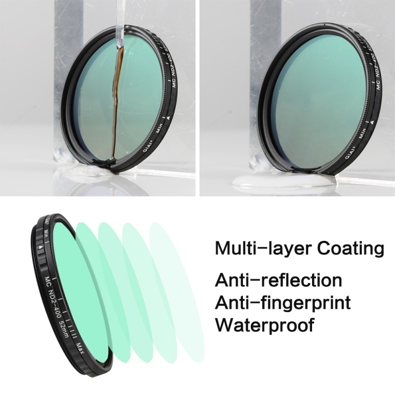 Sirxlevcy ND Filter 52mm Für Smartphones - Variabler ND2-ND400 Filter Mit Clip